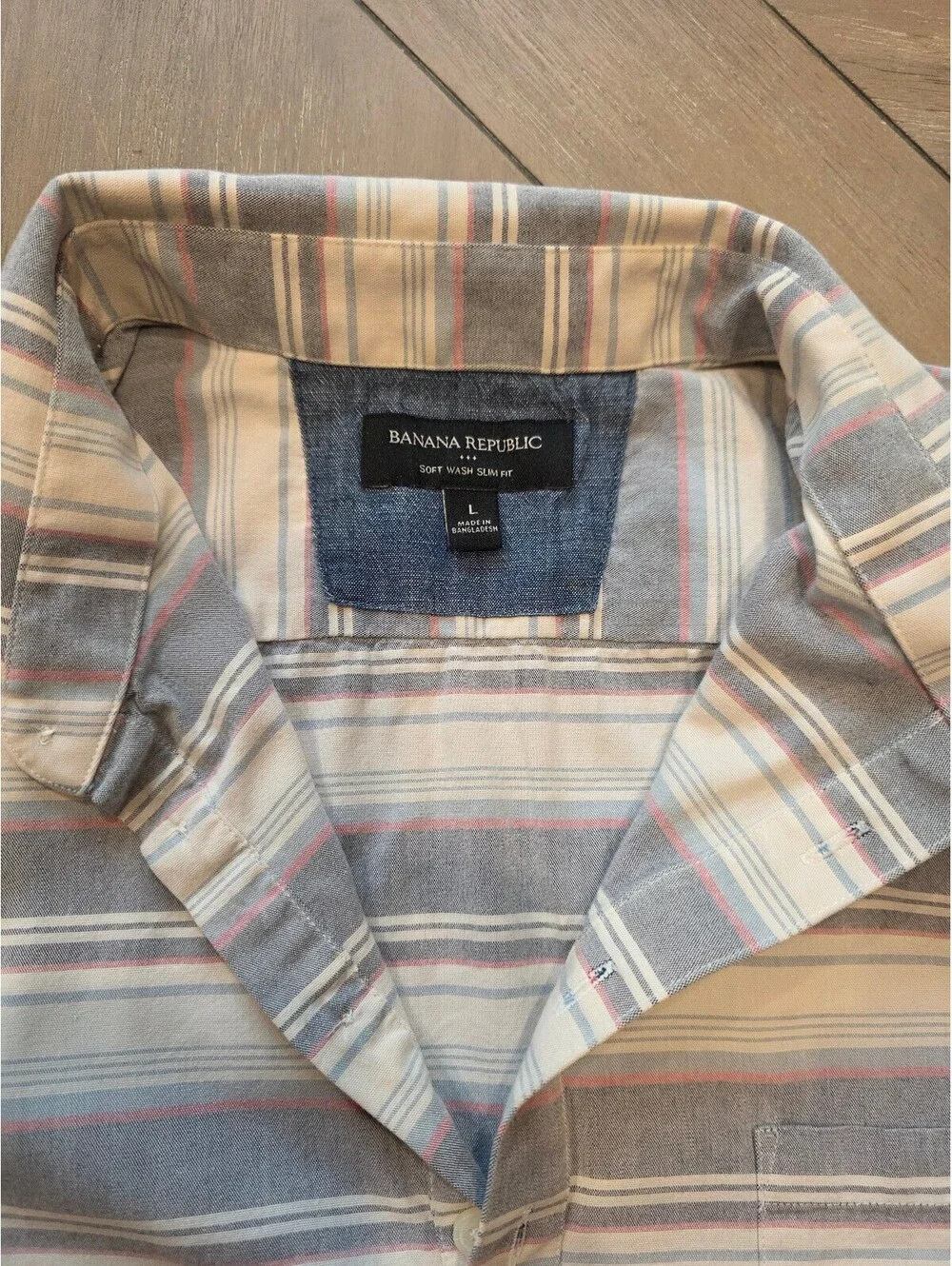 Banana Republic Striped Short Sleeve Polo Shirt - LARGE